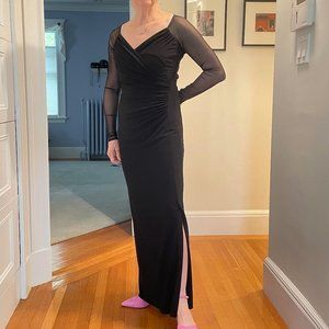 Ralph Lauren Long Ruched Black Jersey Gown